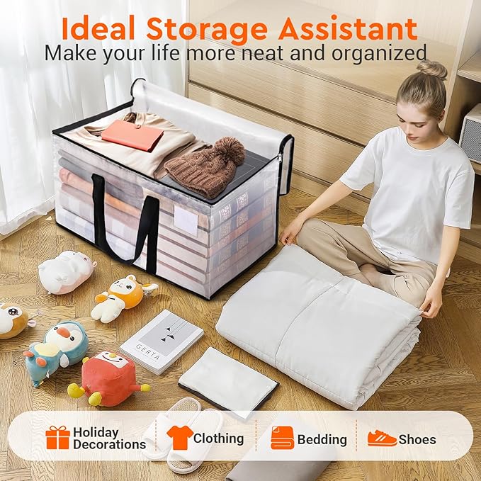 BlissTotes 4-Pack Heavy Duty Extra Large Clear Moving Bags, 125L, Reinforced Handles & Tag Pocket