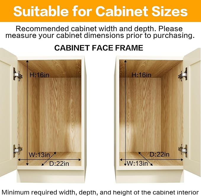 QUYUWU 2-Tier Kitchen Cabinet,Pull Out Cabinet Organizer,Shelf and Drawer Organizer Slide Out Pantry Storaqe Basket in Multiple Sizes (12" W x21 D)