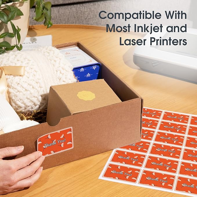 1 3/4" X 2/3" Matte White Printable Labels for Inkjet and Laser Printers - 30 Sheets, 1800 Custom Stickers for Return Address Labels, Price Tags, File Folders - Spartan Industrial Template R003