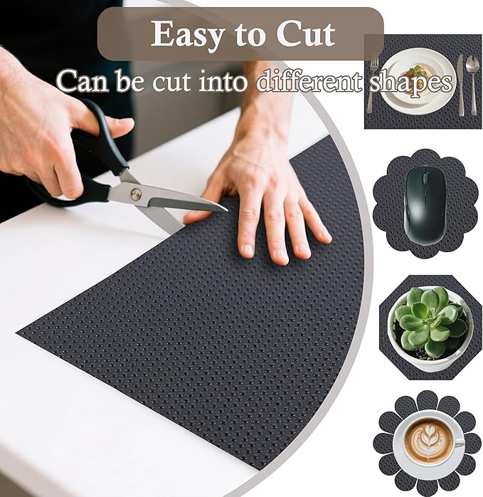 Shelf Liner Non-Slip 10 Inch Wide X 20 Ft Kitchen Cabinet Drawer Liners Waterproof & Oil-Proof Drawer Liners for Cupboard Pantry Non Adhesive Refrigerator Shelf Liner Strong Grip Cabinet Mat (Black)