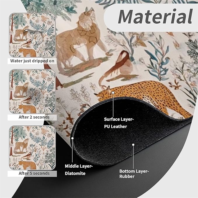 Kitchen Sink Splash Guard，Animals in jungle Faucet Mat Sink Gadgets-Super Absorbent Fast Drying Mat Drip Catcher for Kitchen, Bathroom,Sink Mat, Dish Drying Mat, Bathroom(15" X 5.5" )