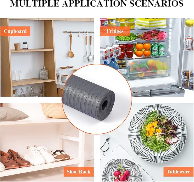 Shelf Liners for Kitchen Cabinets, 10" W x 360" L, Non Adhesive Shelf Liner, Non-Slip Kitchen Drawer Liners, Waterproof Durable Cabinet Liners for Shelves, Pantry, Dark Gray