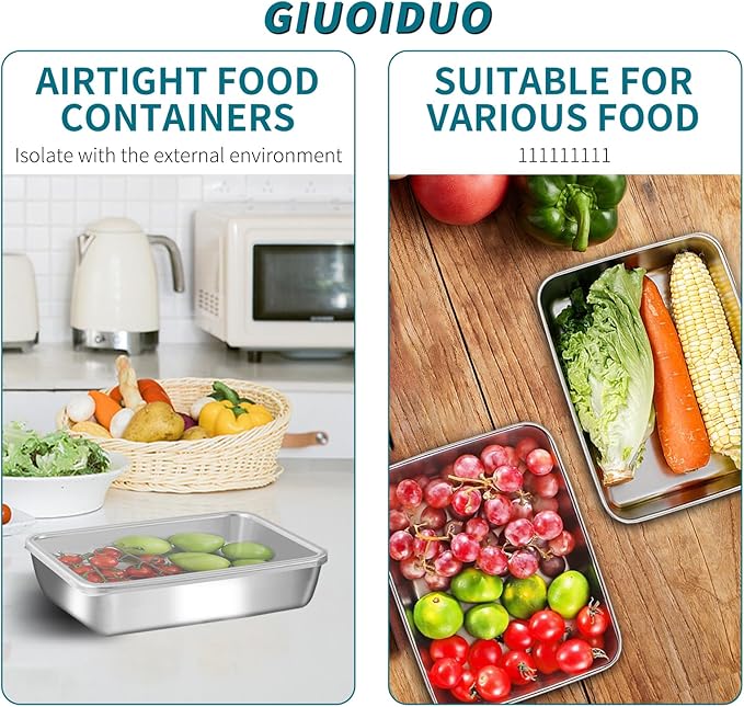 stainless steelFood Storage Containers setsstorage box with lidfreezer FrozenKitchen tray with lidOven plateSide dish plate Freezer & Dishwasher Safe