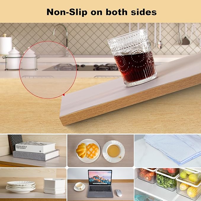 Thickened Shelf Liner, 16 in x 20 FEET Non-Slip Cabinet Liner, Washable Oil-Proof Contact Paper for Kitchen Drawer, Cabinet, Shelves, Refrigerator, Storage, Desks, Non Adhesive