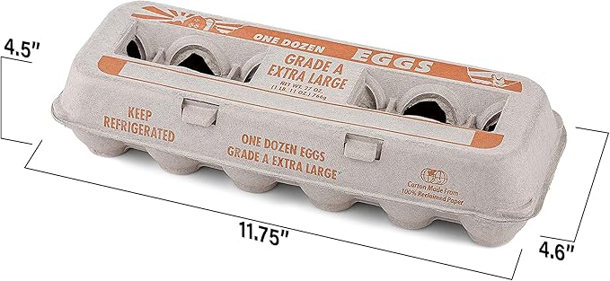 MT Products Natural Pulp Egg Cartons 1 Dozen - Disposable Egg Storage for Extra Eggs (Pack of 10) - Made in USA