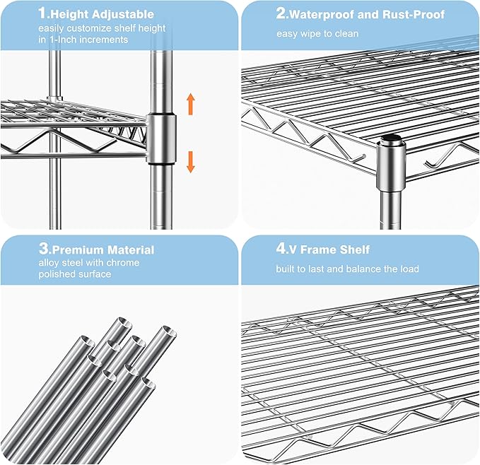 1-Tier Wire Shelf Rack,30" Wx14 Dx17 H,Single Metal Shelves Rack,Height Adjustable Metal Wire Shelving Unit and Storage KOR Kitchen,Cabinet,Countertop,Under-Sink,Closet,Pantry,Studio