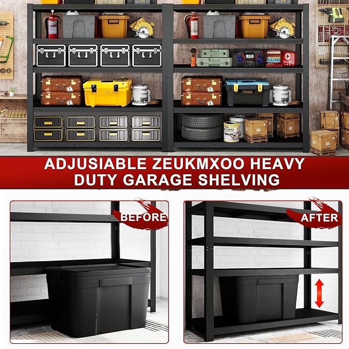 84" H Garage Shelving,Storage Shelves 3050LBS Heavy Duty Storage Shelves,Adjustable Metal Shelving,for Garage,Warehouse,Basement,Pantry 84" H x 55" W x 24" D