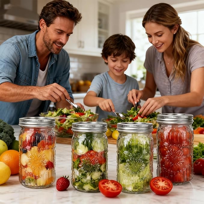 CycleMore 9 Pack 32oz Large Mason Jars with Metal Lids & Bands, Wide Mouth Canning Jars, 1 Quart Jars for Crafts & Homemade Gifts