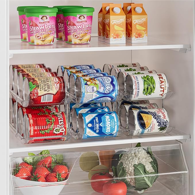Stackable Soda Can Organizer for Refrigerator, Soda Can Dispenser Water Bottle Organizer, Fridge Organizer & Stackable Drink Organizer for Fridge(3 Tier - Hold 9)