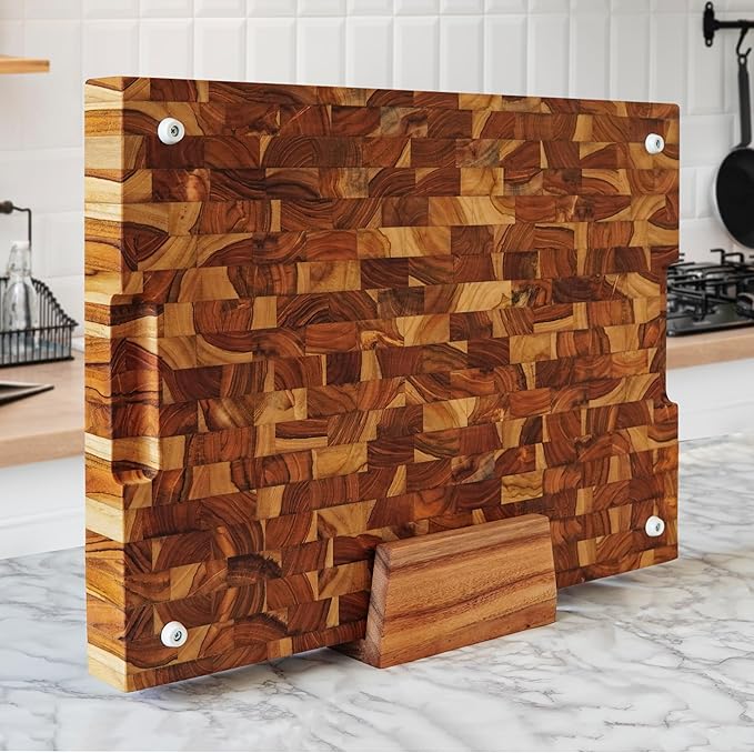 Shumaru Natural Wood Cutting Board Stand | Fits 1.5–1.9 in Thick Boards, 6.7" x 3.5" x 3.5" | Handmade Sturdy Holder Supports Boards up to 20 in