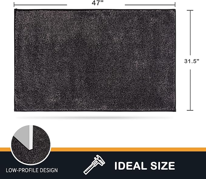 PURRUGS Dirt Trapping Door Mat 31.5" x 47", Non-Slip Machine Washable Entryway Rug, Dog Doormat, Indoor Front Door Mat, Super Absorbent Entry Rug for Muddy Shoes & Paws, Charcoal