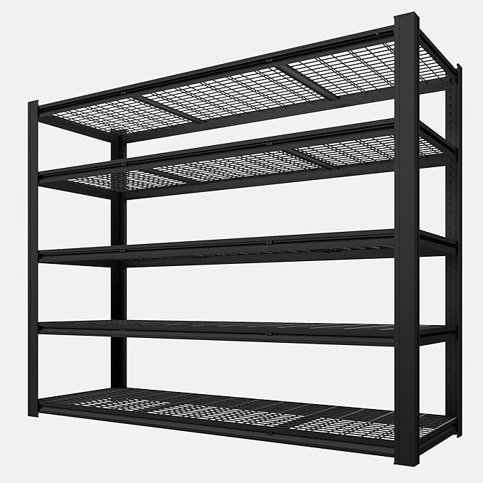 Extra Large 84" Hx 62.12" Widex 24" D Adjustable Industrial Metal/Steel 6-Shelf-Storage-Rack Heave Duty Utility Tall Garage/Warehouse Shelving Shelves Unit/System for Bin/Shed, Black