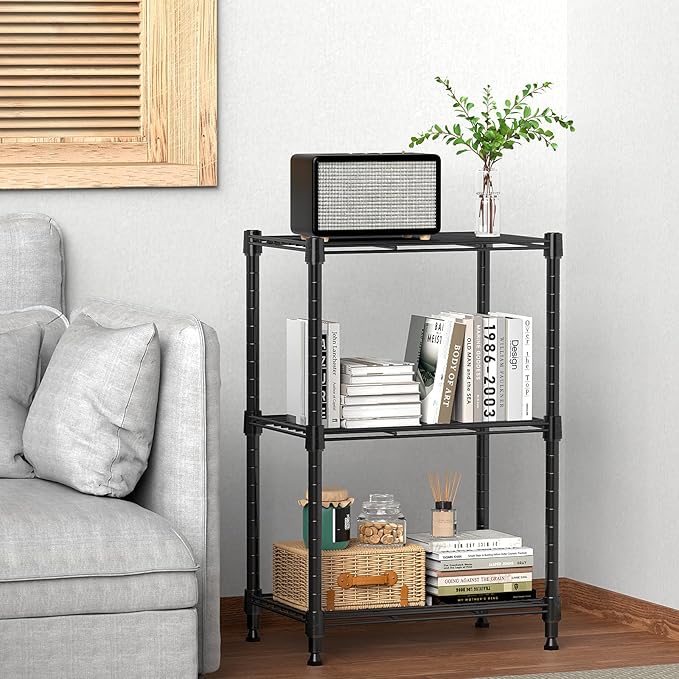 450 lbs Steel Storage Shelving 3-Tier Utility Shelving Unit Steel Organizer Wire Rack for Home,Kitchen,Office (11.8" D x 17.7" W x 26.3" H) | 450 lbs, for Home, Kitchen, Office