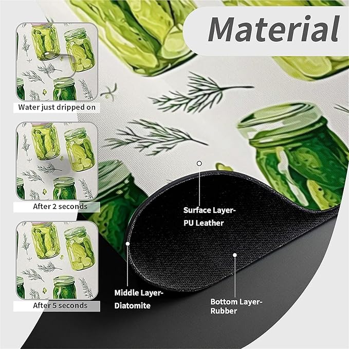 Kitchen Sink Splash Guard，pickled cucumber Faucet Mat Sink Gadgets-Super Absorbent Fast Drying Mat Drip Catcher for Kitchen, Bathroom,Sink Mat, Dish Drying Mat, Bathroom(15" X 5.5" )