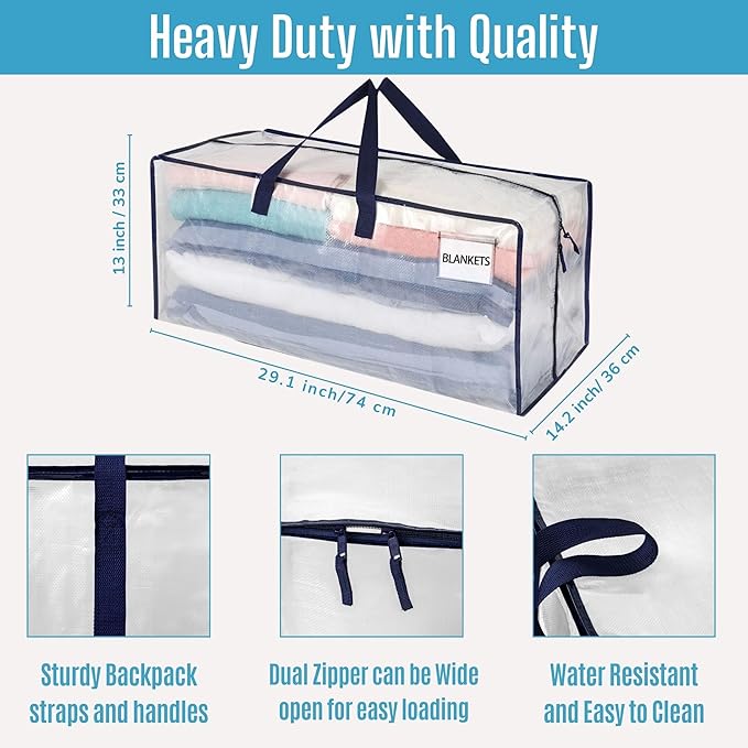 VENO 6 Pack Heavy Duty Moving Bags with Backpack Straps, Zippers & Handles, Extra Large Packing Bags for College Dorm Essentials, Moving Supplies Alternative to Cardboard Moving Boxes