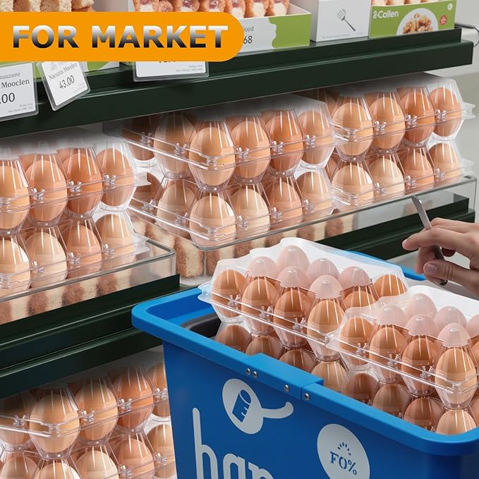 48 Pack Egg Cartons Cheap Bulk 12 Count, 1 Dozen Clear Empty Chicken Egg Cartons for Chicken Eggs, Plastic Egg Holder Egg Container for Family, Chicken Farm and Markets - Medium Reusable Egg Carton