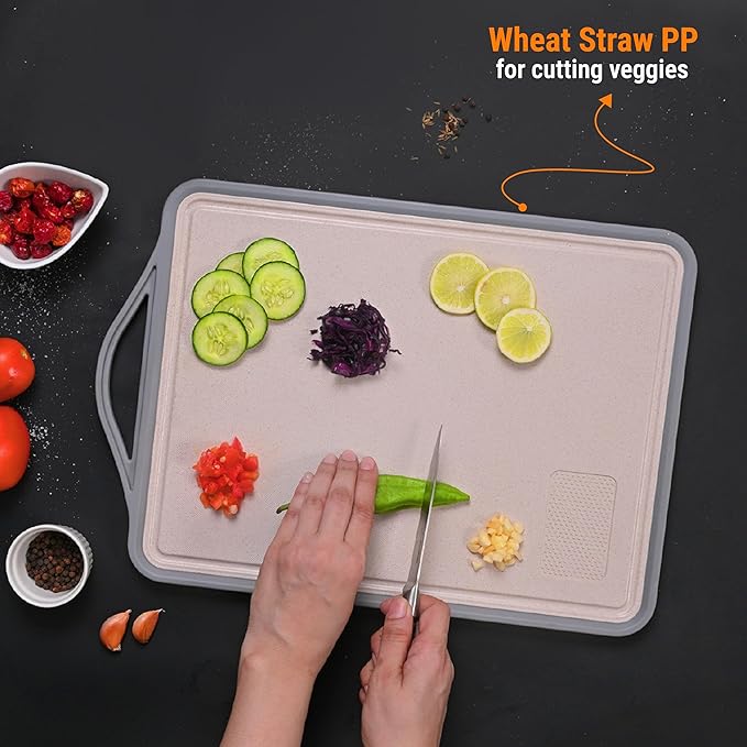 Zoane Creations Premium Stainless Steel Cutting Boards For Kitchen With Juice Groove, Double Sided 304 Grade Chopping Board, Heavy Duty, Dishwasher Safe, Non Toxic - Plain Grooved
