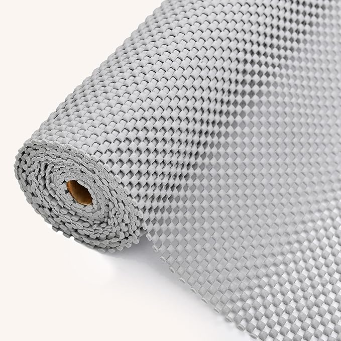 Drawer and Shelf Liner for Kitchen Cabinet: 12 in X 20 Ft Non Slip Waterproof Shelf Paper Non Adhesive Refrigerator Liners Light Gray Easy Liners for Bathroom