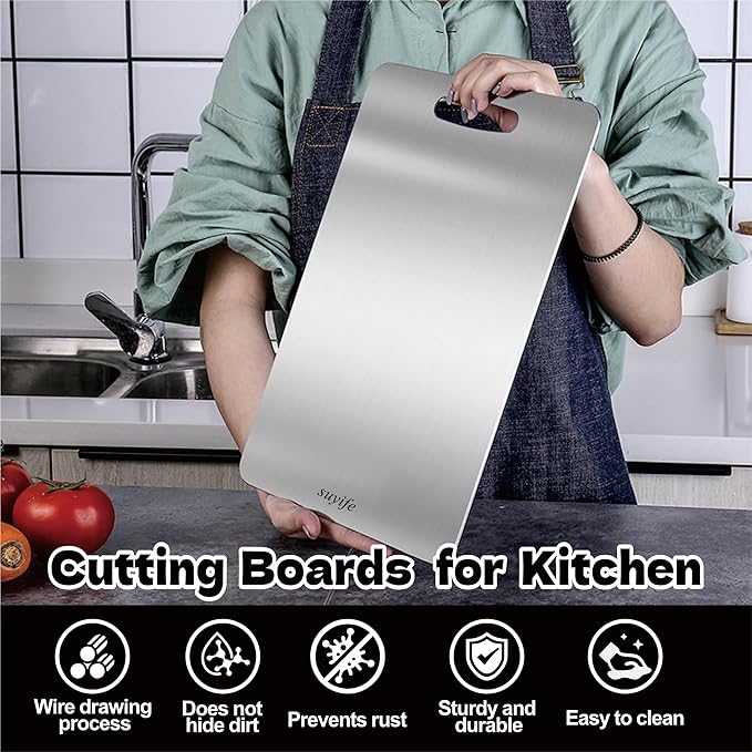 Titanium Cutting Board,100% Pure Titanium Cutting Boards for Kitchen, 2025 New Double Sided Food-Grade Chopping Board for Cutting Meat Vegetable Fruit (1, 13"L x 9"W)