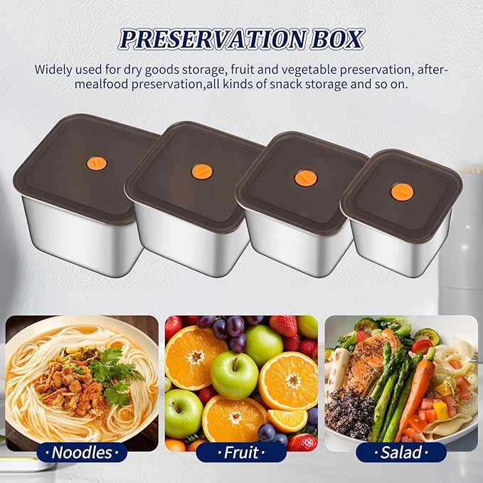 8PC-LFood Storage Containers, BPA Free, Airtight Lids, Ideal for Lunch, Meal Prep & Leftovers，Fresh box， Freezing box