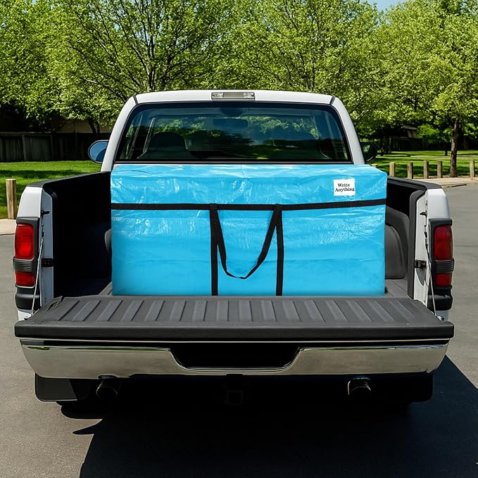 Windyun 4 Pack 57 Gallon Extra Large Moving Bags XXL Heavy Duty Storage Bag with Strong Zipper Handle Jumbo Big Tote Box Foldable for College Dorm Travel Clothes Duffle Blanket Pillow(Lake Blue)