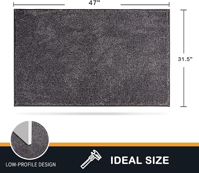 PURRUGS Dirt Trapping Door Mat 31.5" x 47", Non-Slip Machine Washable Entryway Rug, Dog Doormat, Indoor Front Door Mat, Super Absorbent Entry Rug for Muddy Shoes & Paws,Light Grey-Dark Grey