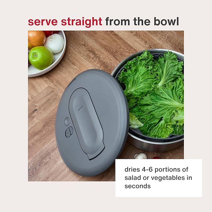Zyliss Swift Dry Stainless Steel Salad Spinner - Fruit Cleaner & Lettuce Spinner with Push Pump - Non-Slip Bowl - Dishwasher Safe - Large