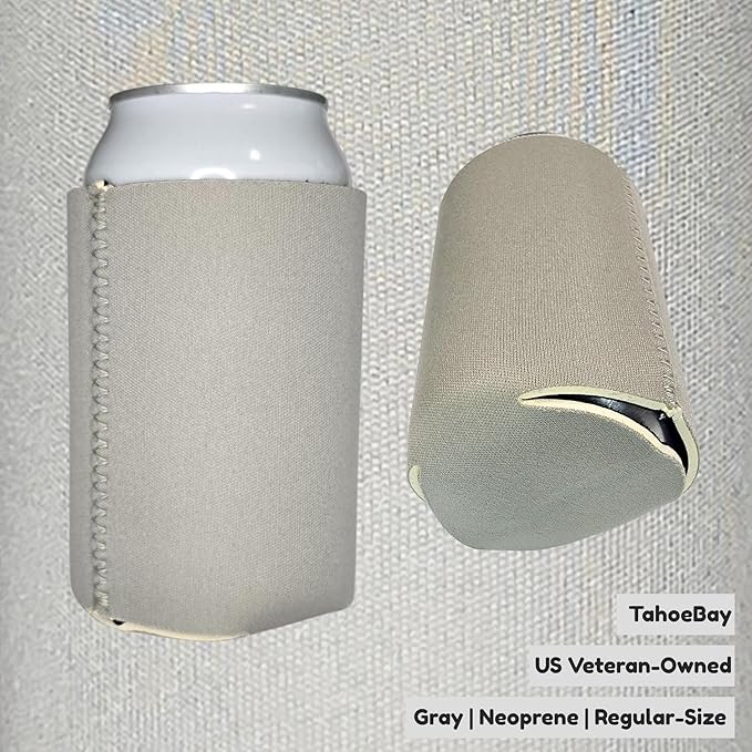 TahoeBay Neoprene Can Cooler Sleeves (50-Pack) Bulk Blank Sublimation Blanks for Vinyl Regular Size Plain Beer Coolers for Soda Cans & Bottles Black, White, Solid Color Set (Gray)