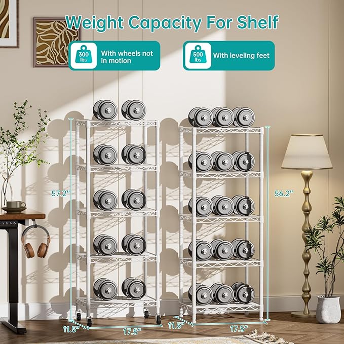 SINGAYE 5 Shelves Storage Shelf Wire Closet Bathroom Organizers Metal Pantry Kitchen Small Garage Shelving Unit Laundry Room Organization Home Narrow Rack Net Basket with Wheels White