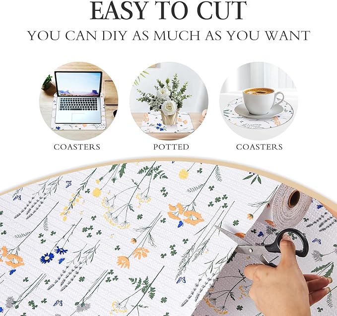 Beautysaid Shelf and Drawer Liner for Kitchen Cabinet, Non Adhesive Non Slip Shelf Paper Waterproof Washable Thickened for Dresser Pantry Shelve Bathroom Protector Liner(Floral,23.6 in x 10 FT)