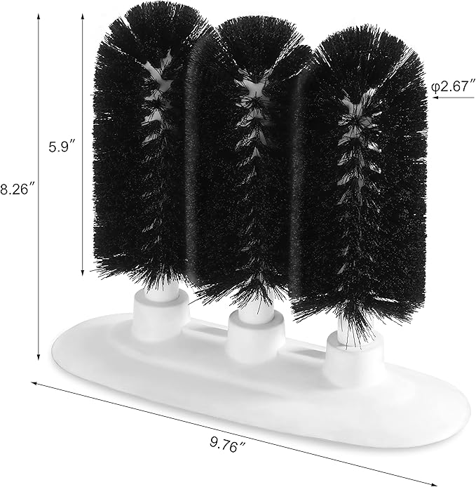 New Star Foodservice 54484 Triple Brush Bar Glass Washer - 3 Brushes - Suction Base, Non-Battery