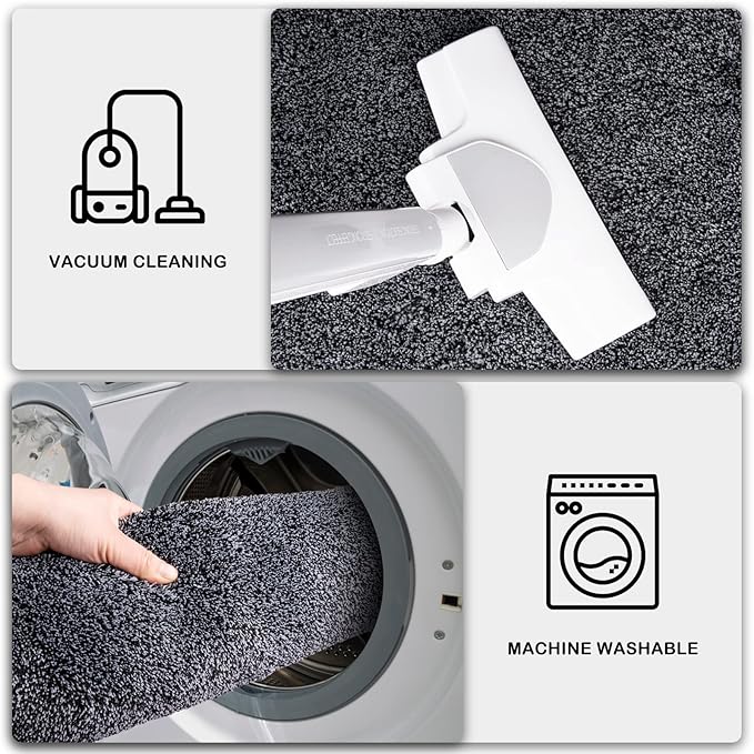 PURRUGS Dirt Trapping Door Mat 31.5" x 70", Non-Slip Machine Washable Entryway Rug, Dog Doormat, Indoor Front Door Mat, Super Absorbent Entry Rug for Muddy Shoes & Paws, Bluish Grey-Black