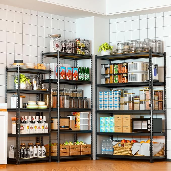 LEVELEVE 5-Tier Storage Shelving Unit, 2020 lbs Capacity, Heavy Duty Adjustable Metal Utility Shelf, 48" L x 18" W x 73" H for Garage, Kitchen, Pantry, Basement, Bathroom, Laundry, 2 Pack
