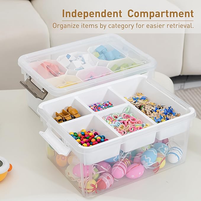 Citylife 17 QT Plastic Storage Bins Clear Storage Box with Lids Multipurpose Stackable Storage Containers for Organizing Tool, Craft, Crayon, 2 Packs