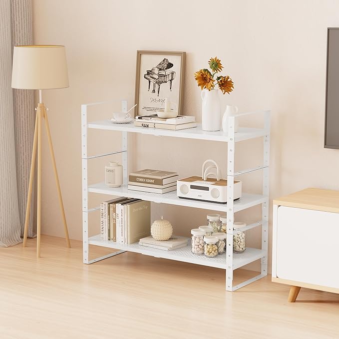 Multi-Functional Metal Shoe Rack, Space-Saving, Perfect for Entryway, Closet, Bathroom, etc. - Sturdy and Durable, High Weight Capacity(1PACK/White/Medium)