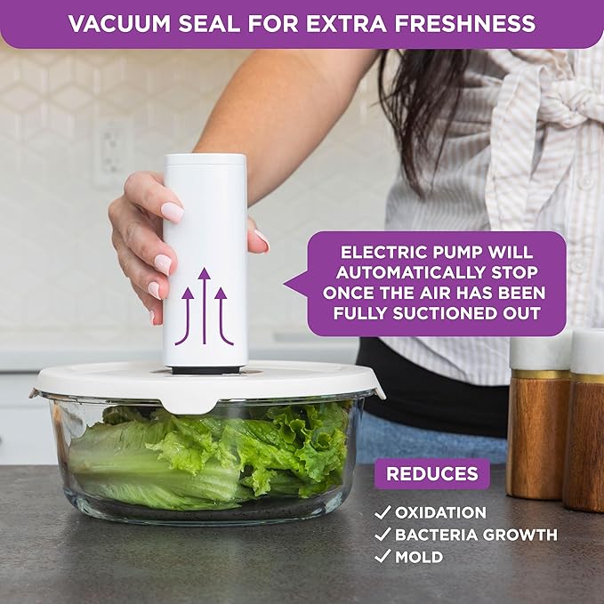 HOLDN’ STORAGE Electronic Vacuum Pump for Food Containers, Quick-Seal Technology for Marinating, Meal Prep & Leftovers Storage