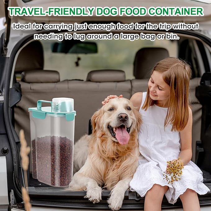 TBMax Pet Food Storage Containers 2 Pack 10 to 14 Lbs Airtight Dog Food Container Dispenser with Large Spout & Portable Handle, Travel Dog Treat Cat Food Storage Bin Bird Seed Container