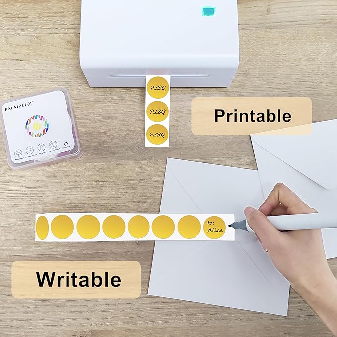1 Inch Round Thermal Sticker Labels,Color Dot Stickers,Label Stickers,Waterproof,Oil Proof,for Thermal Printers,DIY,Office,Retail,Home and Warehouse Organization,1000 Pcs Gold