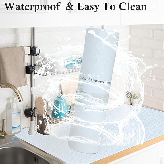 Shelf Liners for Kitchen Cabinets 20 Inch Wide X 20 Ft Non Adhesive Cabinet Drawer Liner Non Slip Water Oil-Proof Strong Grip Pantry Refrigerator Shelves Bathroom Drawer Mat Cupboard Closet Liner