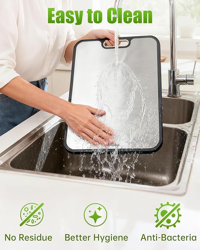 Washour Titanium Cutting Boards for Kitchen, Non Toxic 2-in-1 Cutting Board, Chopping Boards for Meat Vegetable, Easy to Clean Large Size 16”×11”