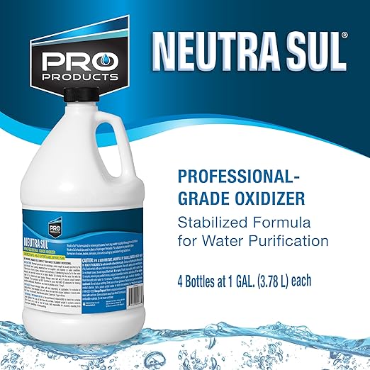 Pro Products Neutra Sul Professional Grade Oxidizer, Helps Eliminate Odor and Impurities for Water Purification, 1 Gallon Bottle, 4-Pack