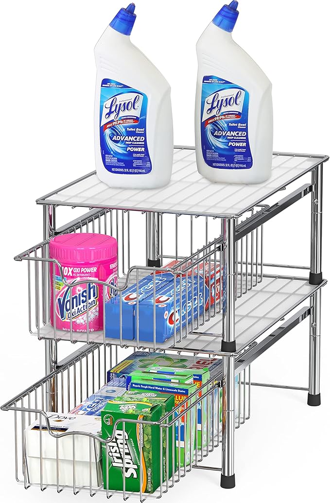 Simple Houseware Stackable Basket Drawer, Chrome