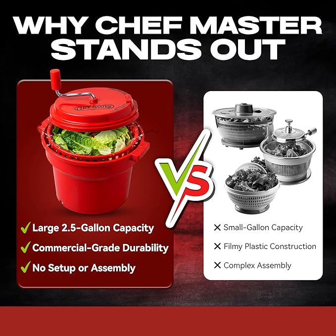 Commercial Salad Spinner 2.5 Gallon Capacity Salad Dryer to Remove Excess Water for Crisp & Fresh Sealed Gearbox Built-in Brake System with Durable Spinner Mechanism for Restaurants Kitchen & Catering