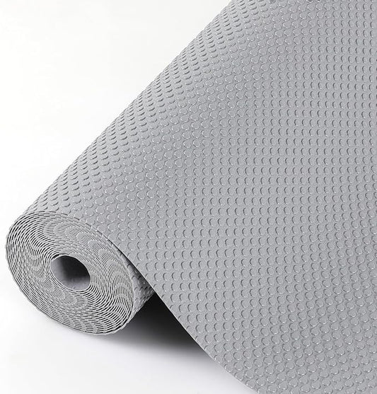 Hersvin Shelf Liners, 24in x 20ft Kitchen Drawer Mats, Non-Adhesive EVA Cupboard Protector, Cabinet Lining (Light Gray/Dot)
