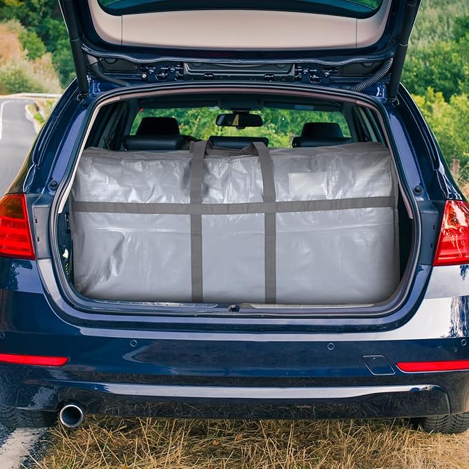 6 Pcs 66 Gallon Extra Large Moving Bags Heavy Duty Storage Bag with Strong Zipper Handle Foldable XXL Jumbo Storage Tote Packing Moving Box for College Dorm Travel Cloth Duffle (Silver)