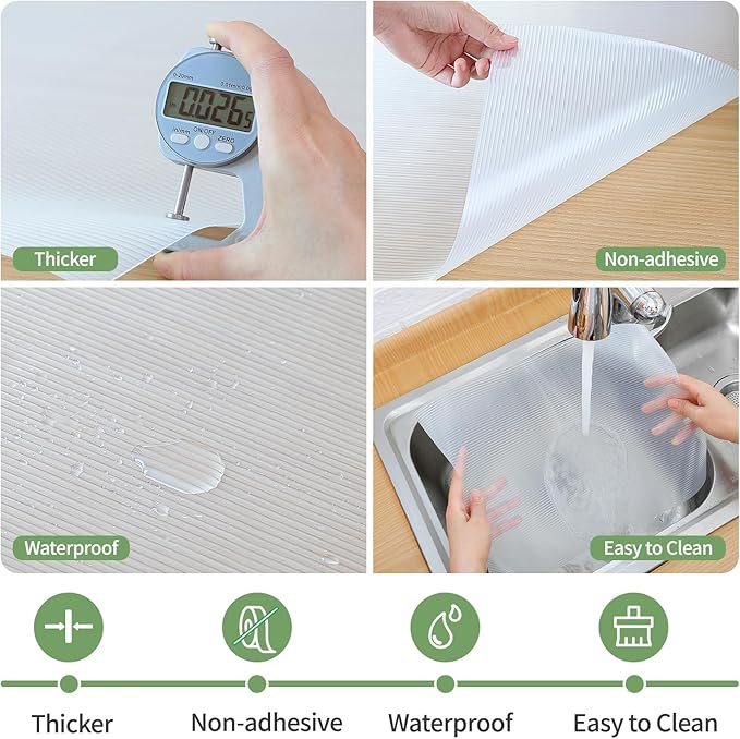 Shelf Liners 17 inch x 20 ft Shelf Liners for Kitchen cabinets nonstick Lining Drawer Mats EVA Protector for Cupboard (Clear Ribbed,17 inch x 20 ft)