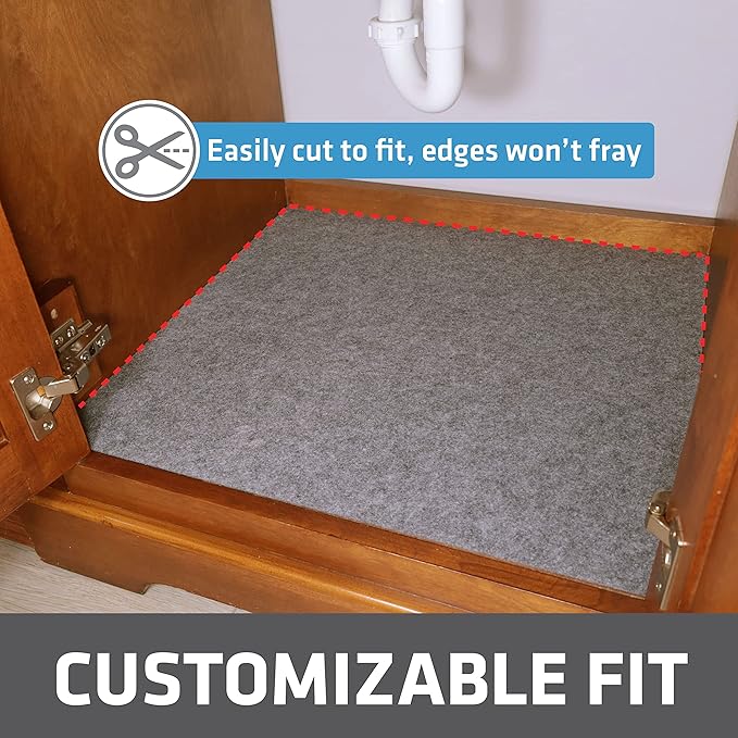 Drymate Premium XL Under Sink Mat, Waterproof Cabinet Protection Mats for Kitchen & Bathroom, Absorbent Shelf Liners, Slip-Resistant, Machine Washable (USA Made)(24”x59”)(Light Grey)(12-Pack)
