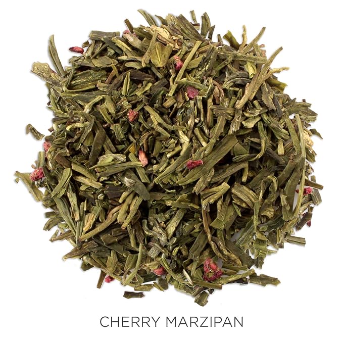 Tea Forte Cherry Marzipan Premium Loose Leaf Caffeinated Green Tea Blend Canister, Makes 35-50 Cups