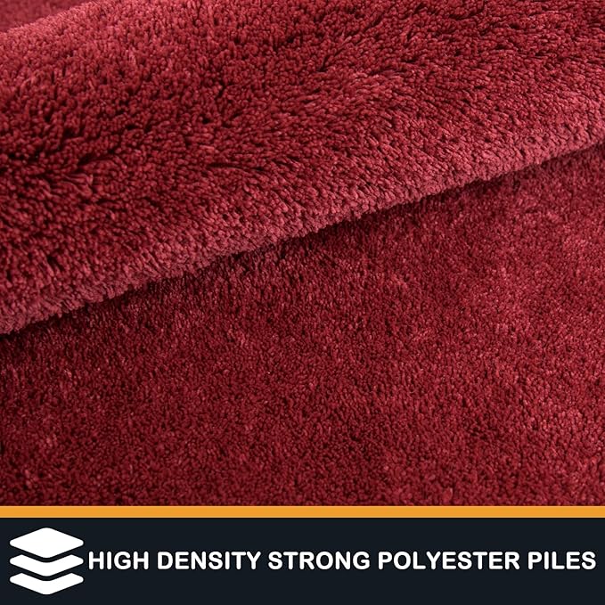 PURRUGS Easy Care Area Rug 6ft x 9ft, Non-Slip Washable Entryway Rug, Stain Resistant Accent Rug for Hallway, Living Room, Bedroom and Mudroom, Burgundy Red