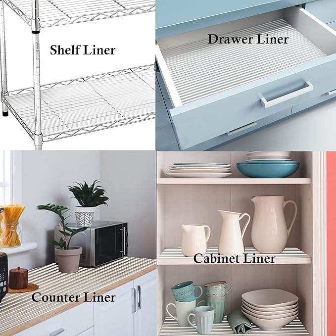 Shelf Liners for Kitchen Cabinets 11 Inch Wide X 20 Ft Non Adhesive Cabinet Drawer Liners Non Slip Clear Waterproof Closet Wire Pantry Shelves Liner Fridge Cupboard Mat for Kitchen Bathroom